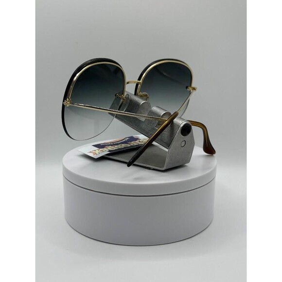 New 1970s Vintage Oversize Sunglasses | NOS | Large Gold Rimless Metal Style - Picture 6 of 9